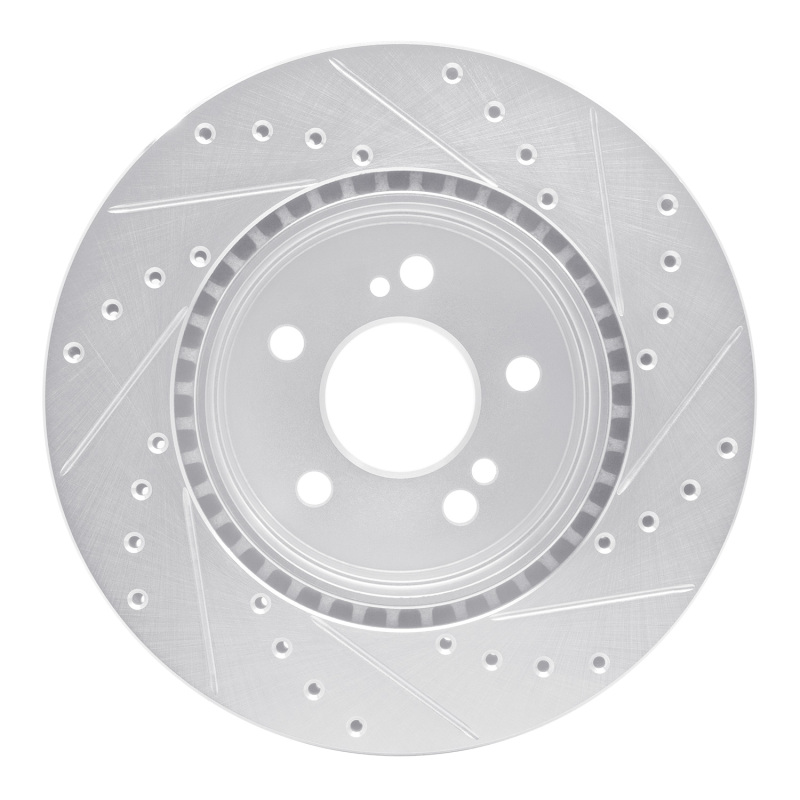 Mercedes-Benz SL500 Brake Rotor (1) - Rear Left - R1 Concepts - Drilled & Slotted - Silver - `93-`02
